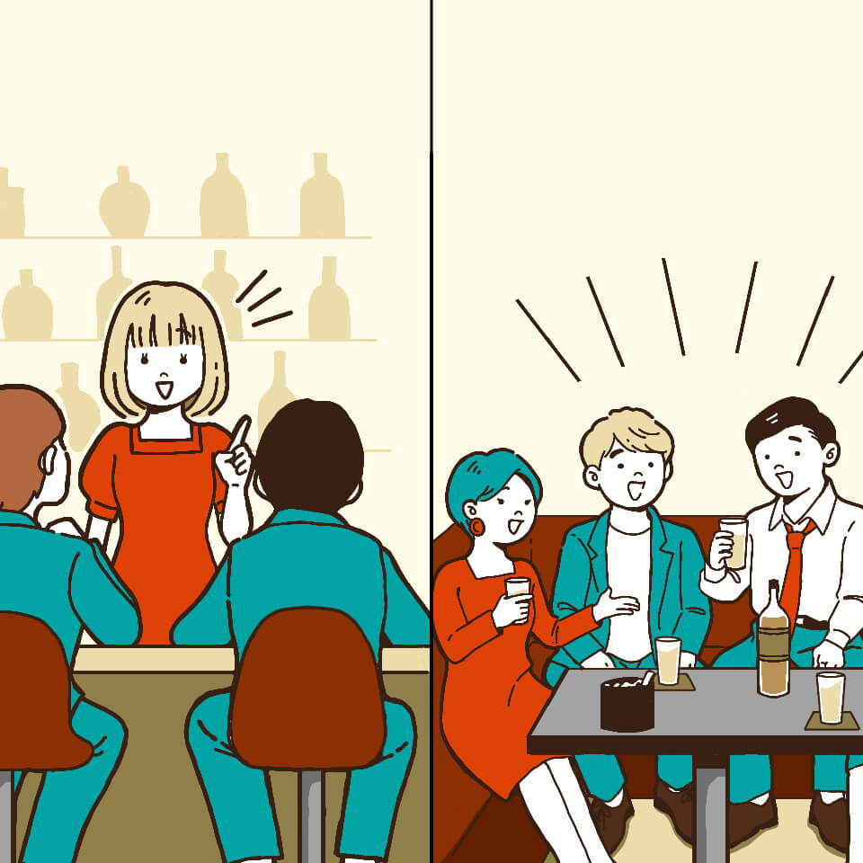 スナックのカウンターとボックス席｜楽しみ方の違い